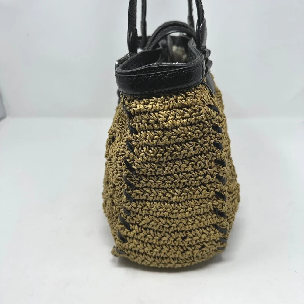 Brighton‎ Leather Trim Raffia Double Strap Shoulder Bag